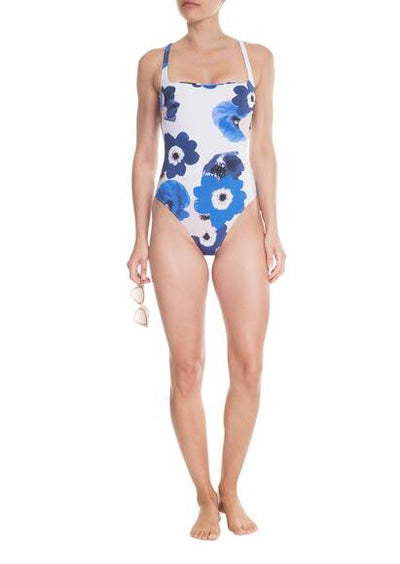 Swimsuit Cassandra, blue/white poppy