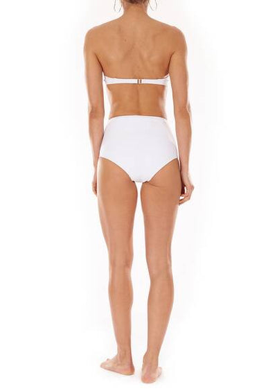Catalina Eyelet Bandeau Bikini Top with Bikini Bottoms, White