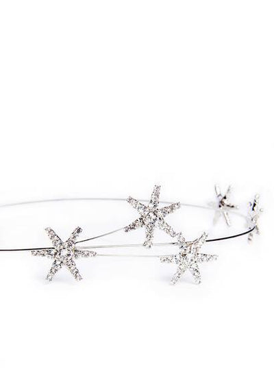 Silbernes Barrette mit Sternen aus Swarovski Kristallen