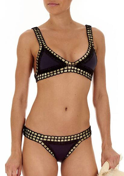 Cacha triangle bikini, black/gold