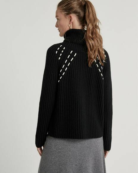 Marius Stitch turtleneck sweater Raglan cashmere sweater, black