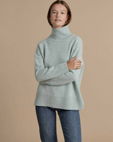 Ulla oversize funnel neck cashmere sweater, mint