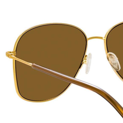 Yellow Gold Tone Aviator Sunglasses 199 - Dries van Noten x Linda Farrow