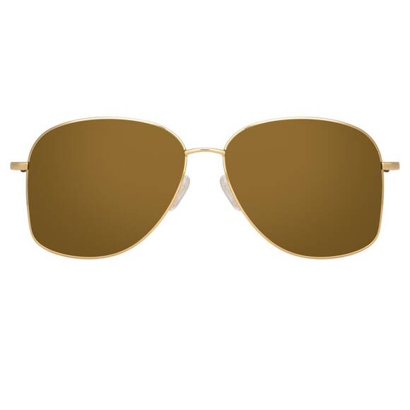 Yellow Gold Tone Aviator Sunglasses 199 - Dries van Noten x Linda Farrow