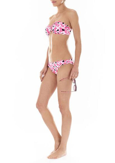 Antibes Bandeau Bikini mit Wellenkante, Pink Print