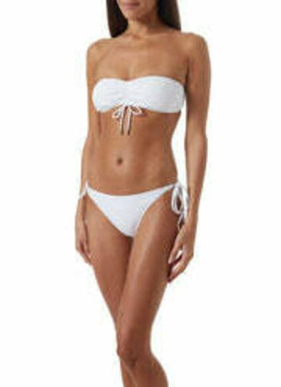 Florence White Bandeau Bikini with Adjustable Ruffles - White