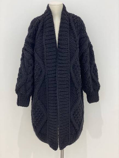 Chunky cardigan knit coat, black