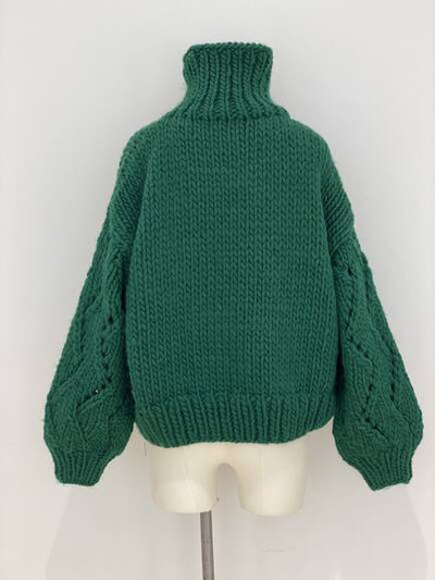 Chunky lace knit jumper, green