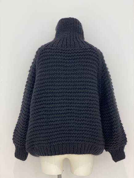 Chunky lace knit sweater, black