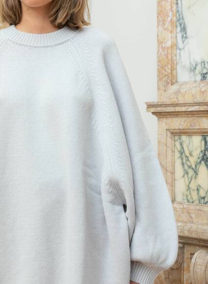 Cashmere wool maxi sweater, light grey/cream