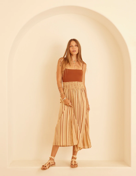 Bella Skirt - Thin Stripes Beige/Brown