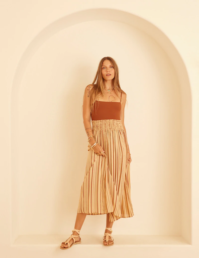 Bella Skirt - Thin Stripes Beige/Brown