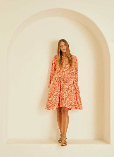 Fiore Short Dress - Floral Print Tuscany Sun