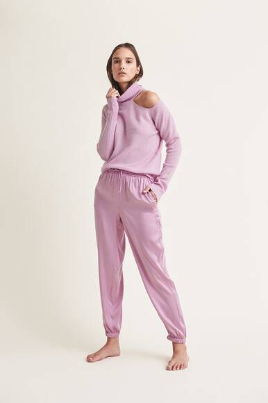 Phoebe Kaschmir Rollkragenpullover mit Cut-out, pink/lavender