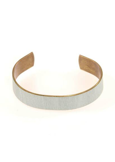 Light Blue bangle made of wood and brass