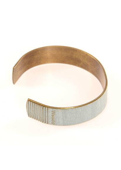 Light Blue bangle made of wood and brass
