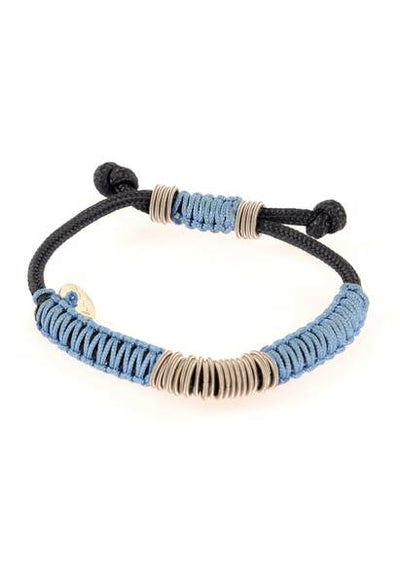 Braided bracelet with blue cord